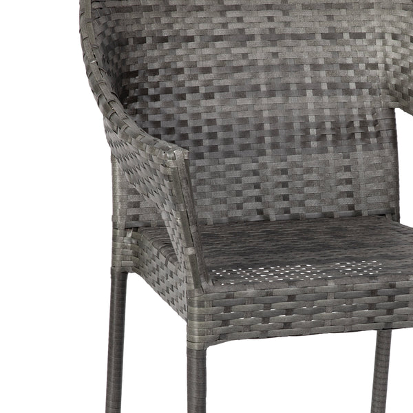 Gray |#| All Weather Commercial Grade PE Rattan Stacking Patio Chairs in Gray