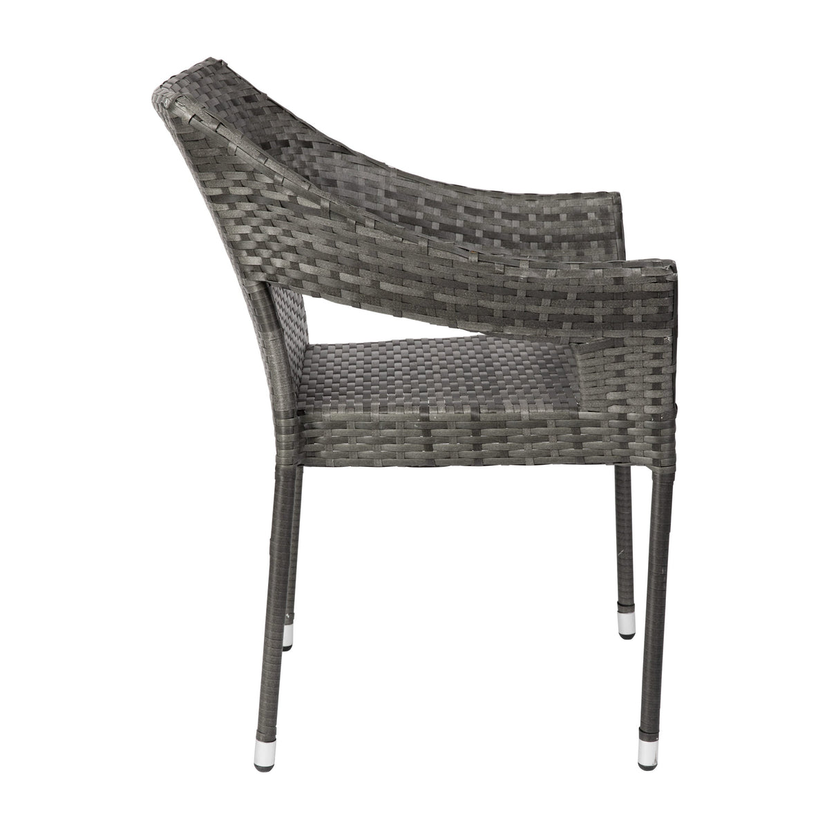 Gray |#| All Weather Commercial Grade PE Rattan Stacking Patio Chairs in Gray