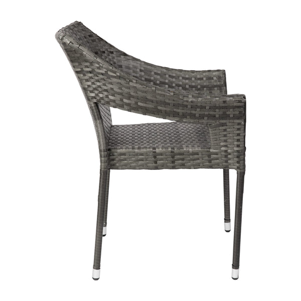Gray |#| All Weather Commercial Grade PE Rattan Stacking Patio Chairs in Gray