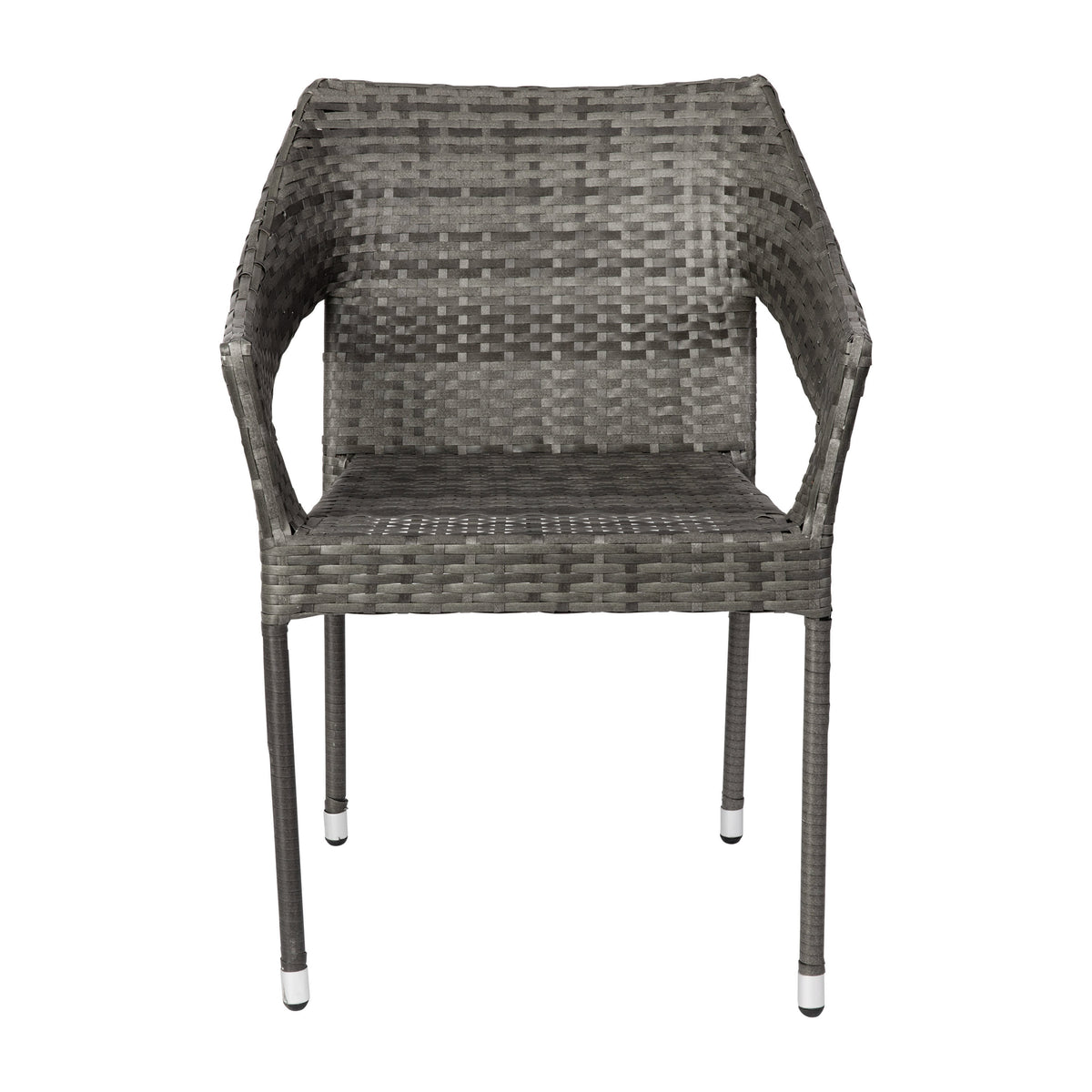 Gray |#| All Weather Commercial Grade PE Rattan Stacking Patio Chairs in Gray
