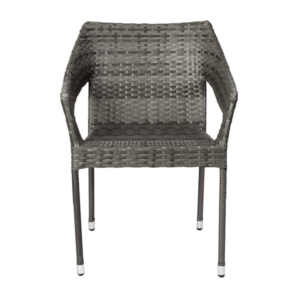 Gray |#| All Weather Commercial Grade PE Rattan Stacking Patio Chairs in Gray