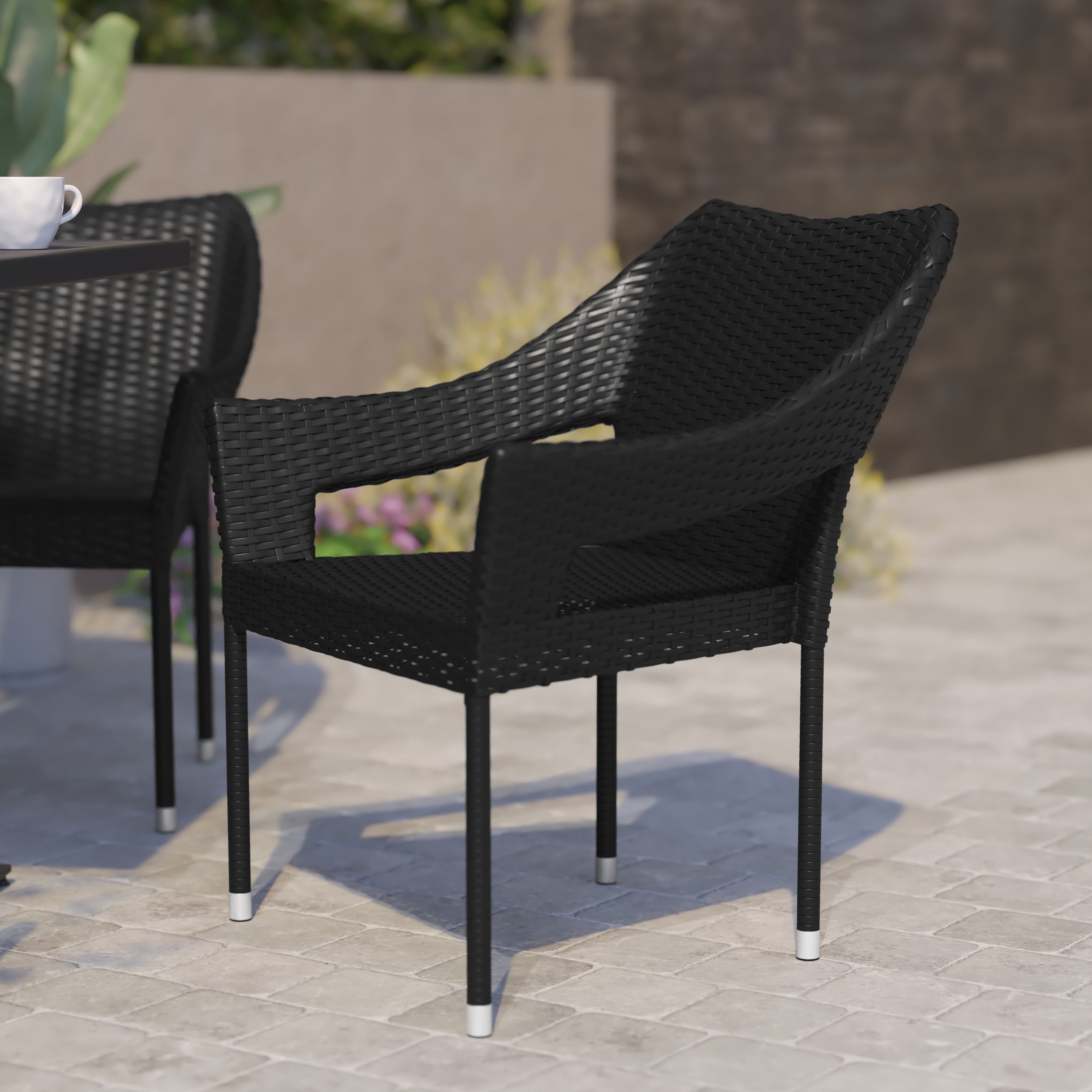 Ethan Commercial Grade Stacking Patio Chair All Weather PE Rattan Wicker Patio Dining Chair