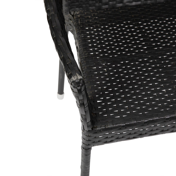 Black |#| All Weather Commercial Grade PE Rattan Stacking Patio Chairs in Black