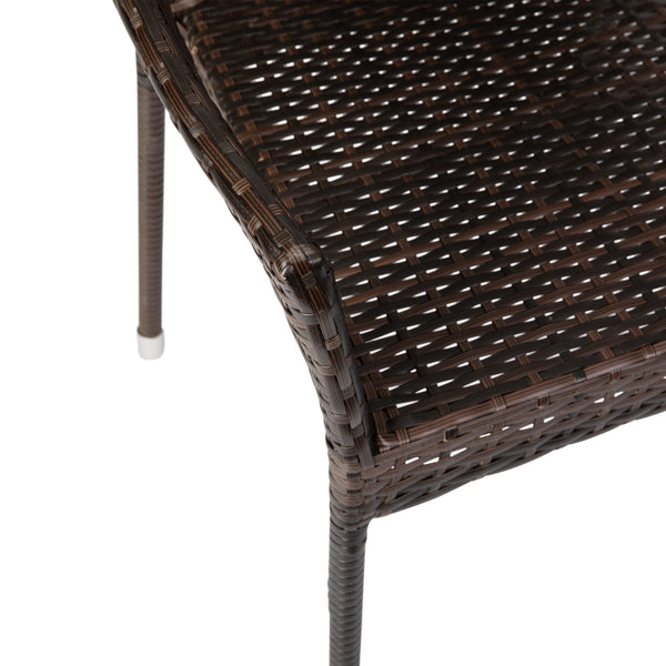 Espresso |#| All Weather Commercial Grade PE Rattan Stacking Patio Chairs in Espresso