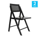 Black |#| 2 Pack Commercial Cane Rattan Folding Chairs - Wood Backs and Seats - Black