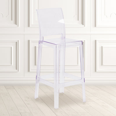 Ghost Barstool in Transparent Crystal with Square Back - View 2