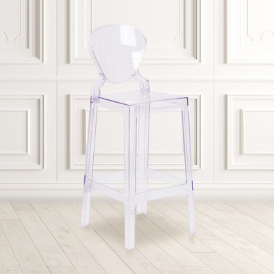 Ghost Barstool in Transparent Crystal with Tear Back - View 2
