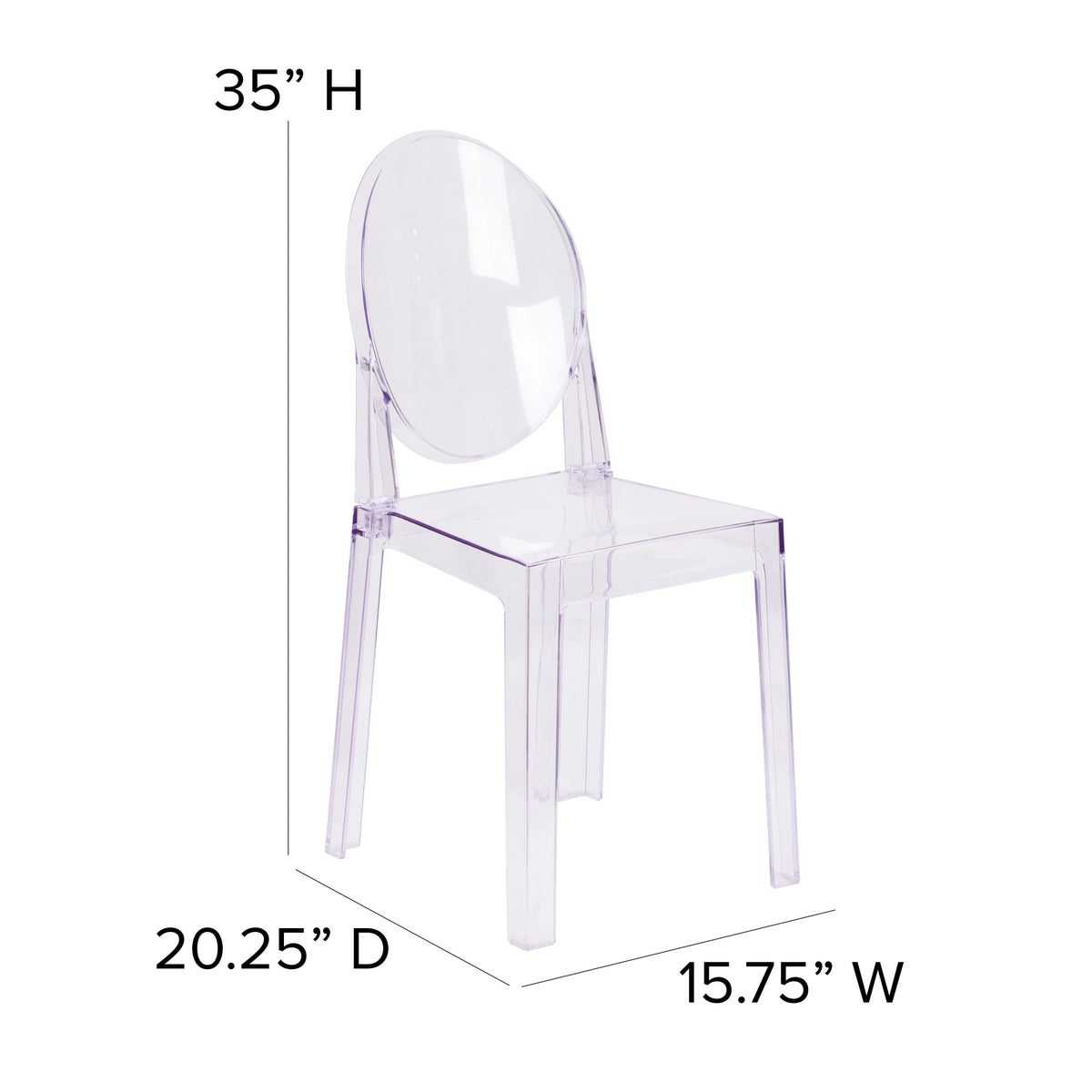 Ghost Chair with Oval Back in Transparent Crystal - Wedding Chairs