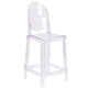 Ghost Counter Stool with Oval Back in Transparent Crystal - Wedding Chairs