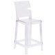 Ghost Counter Stool with Square Back in Transparent Crystal - Wedding Chairs