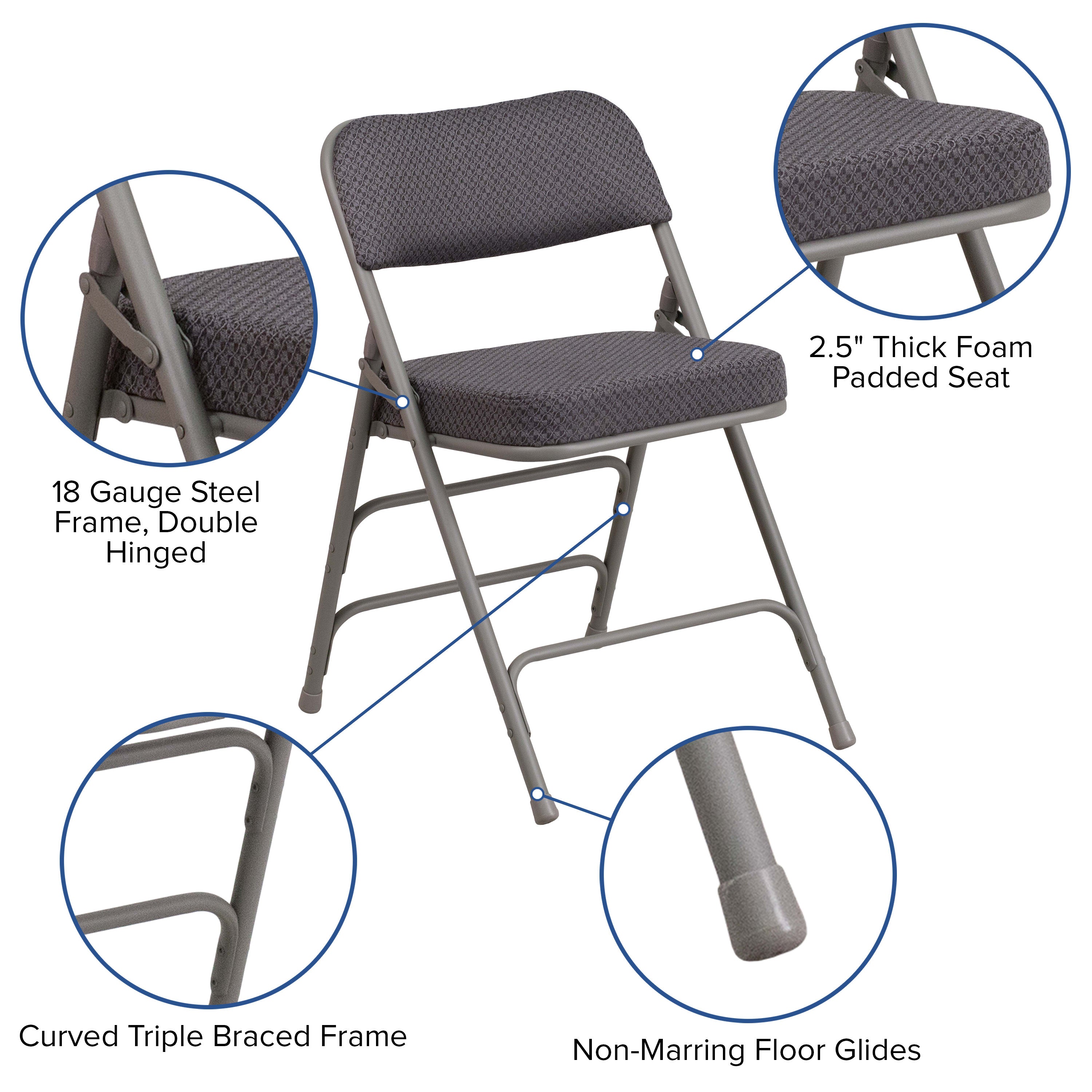 Gray padded folding chairs outlet