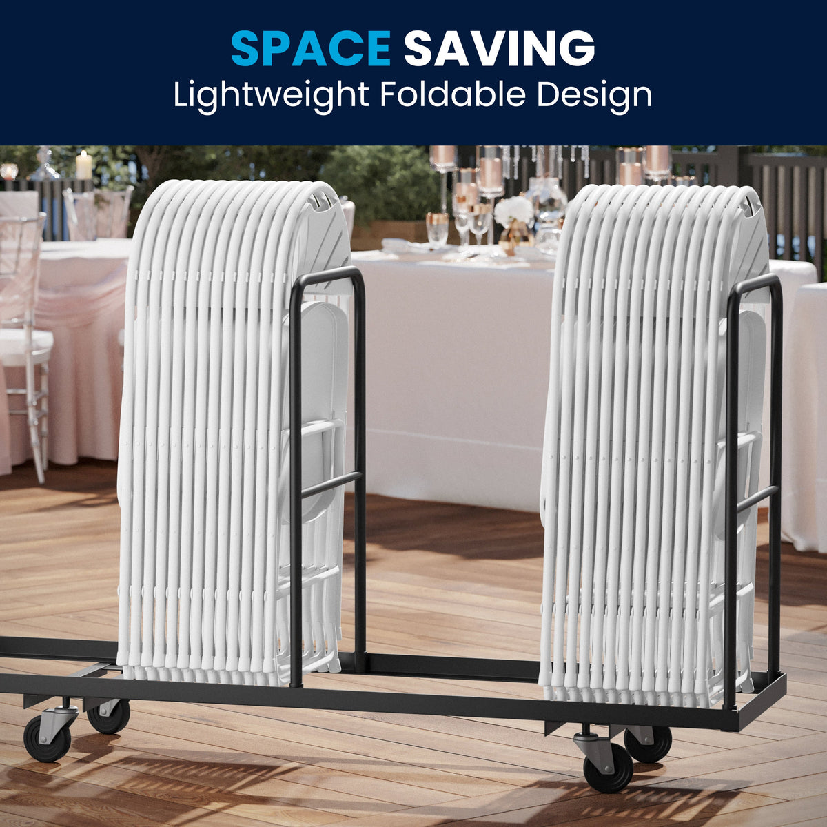White |#| 650 lb. Capacity White Plastic Fan Back Folding Chair-Commercial & Event Chairs
