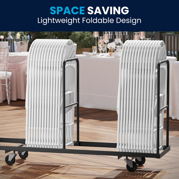 White |#| 650 lb. Capacity White Plastic Fan Back Folding Chair-Commercial & Event Chairs