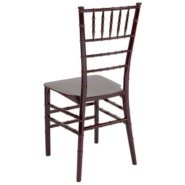 Mahogany |#| Mahogany Stackable Resin Chiavari Chair - Banquet and Event Furniture
