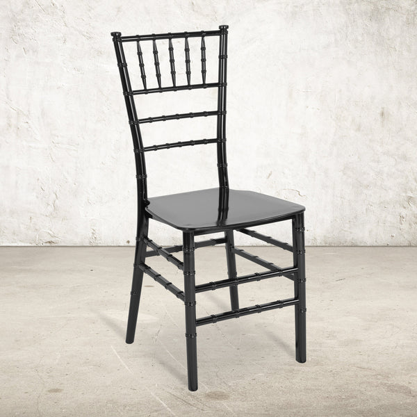 Black |#| Black Stackable Resin Chiavari Chair - Hospitality and Event Seating