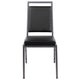 Black Vinyl/Silver Vein Frame |#| Square Back Banquet Stack Chair in Black Vinyl - Wedding Party Event Chair