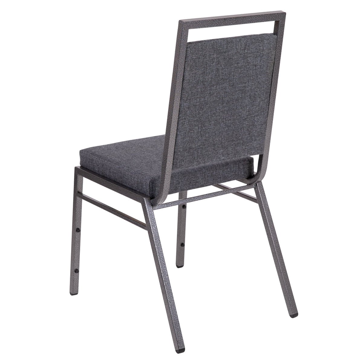 Dark Gray Fabric/Silver Vein Frame |#| Square Back Banquet Stack Chair in Dark Gray Fabric - Wedding Party Event Chair