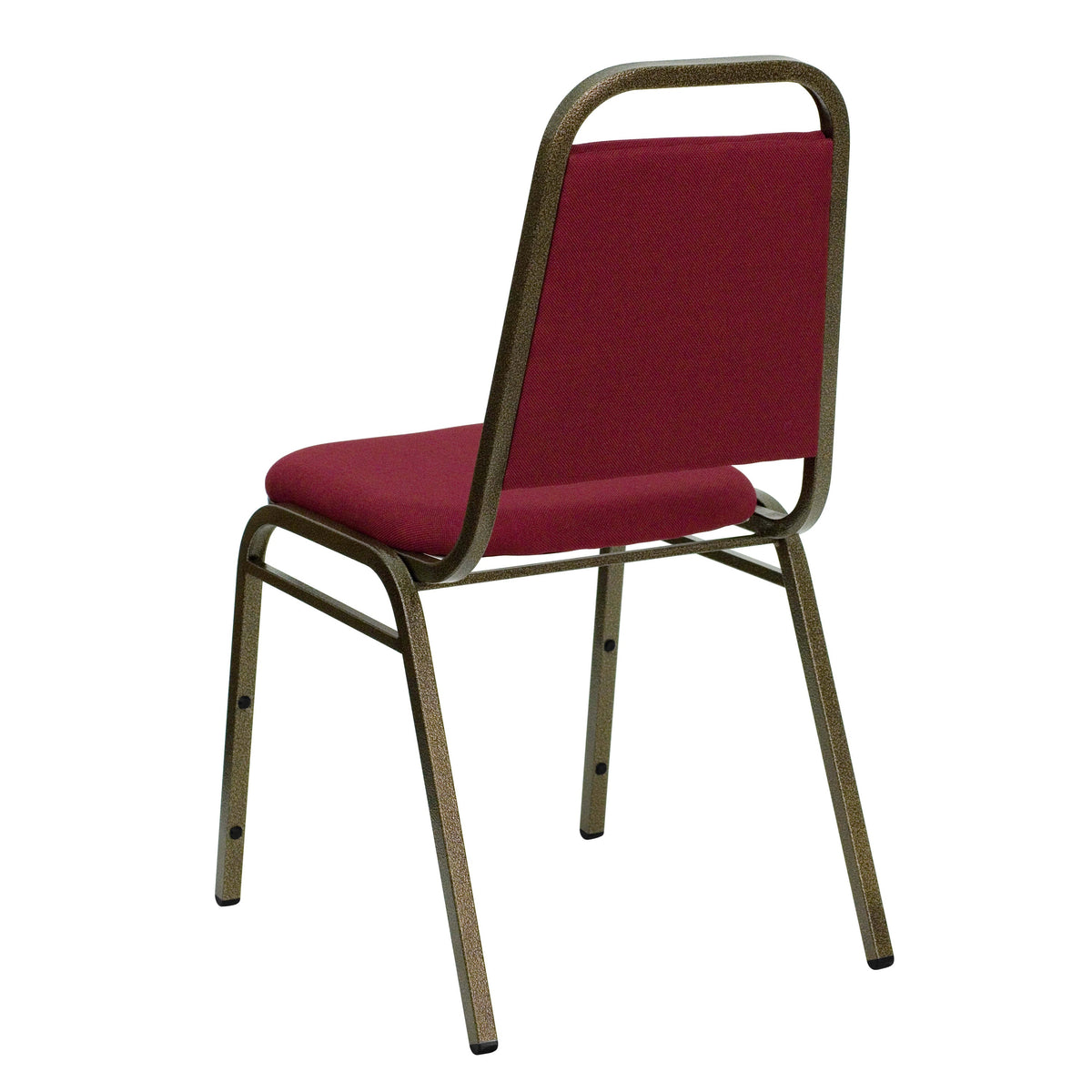 Burgundy Fabric/Gold Vein Frame |#| Trapezoidal Back Stacking Banquet Chair in Burgundy Fabric - Gold Vein Frame