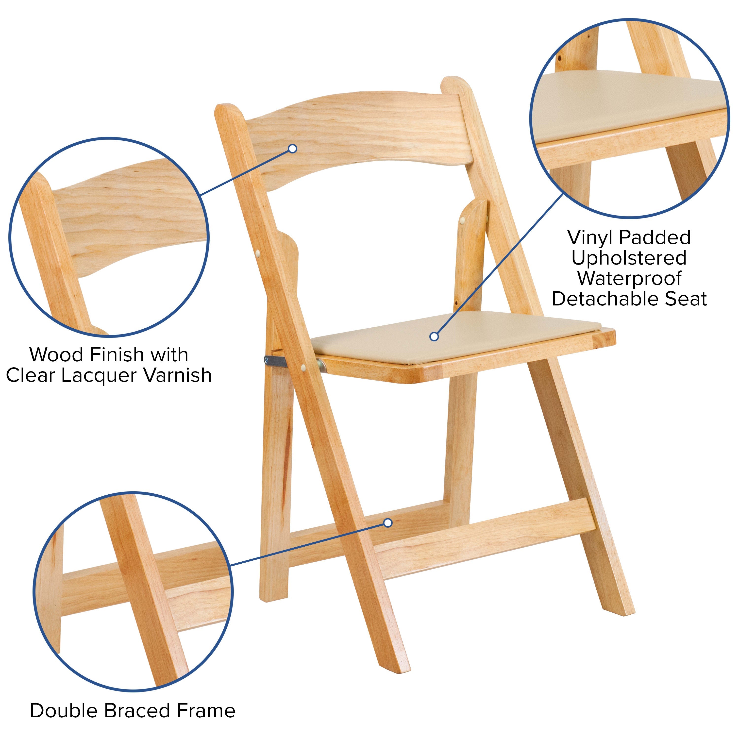 Wood padded folding chairs deals