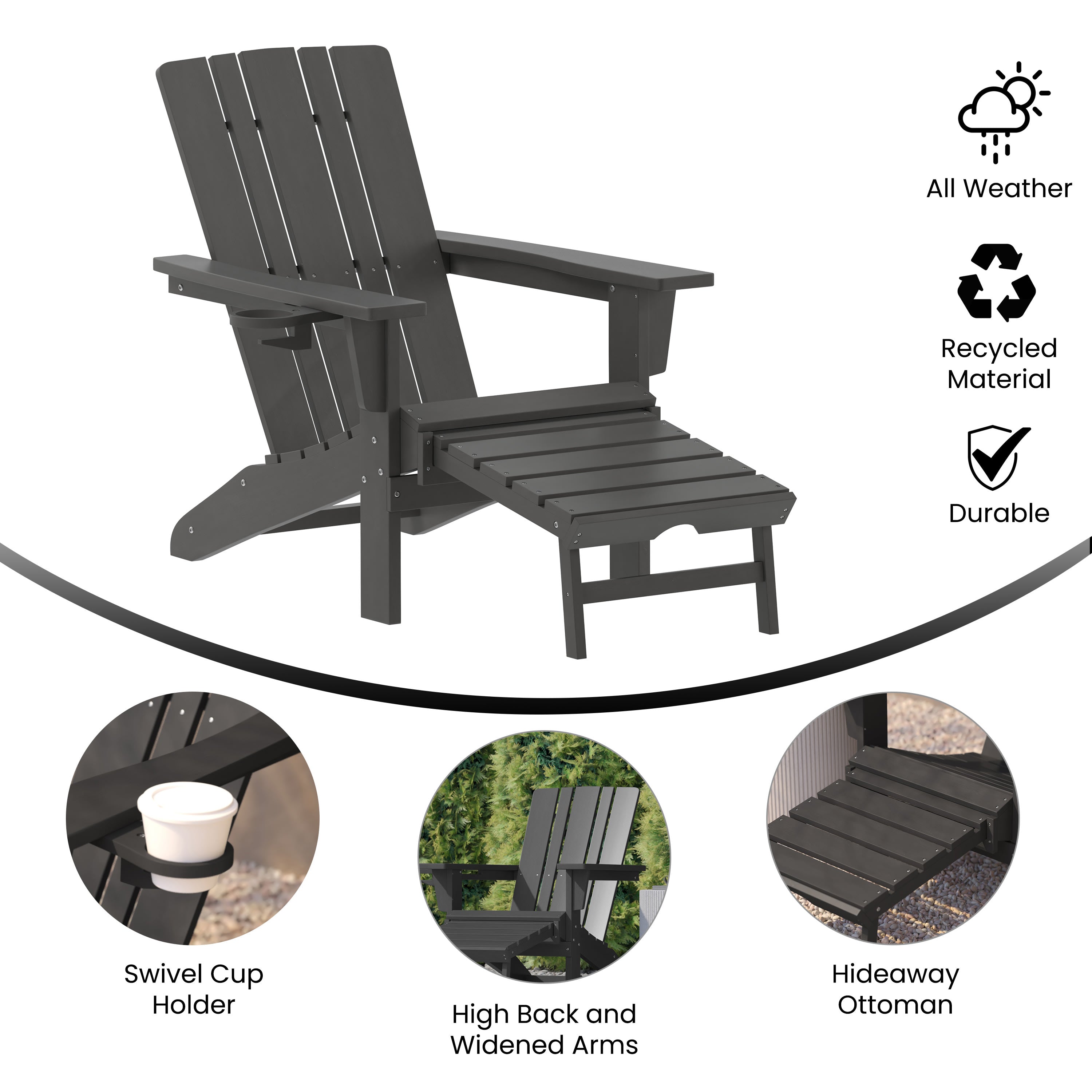 Outdoor chair with nesting ottoman outlet