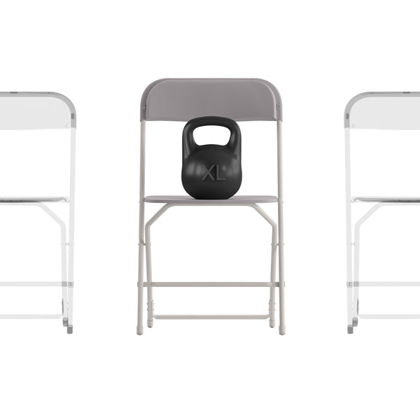 Gray |#| Spacious & Contoured Commercial Wide & Tall Gray Plastic Folding Chair