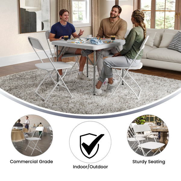 White |#| Spacious & Contoured Commercial Wide & Tall White Plastic Folding Chair