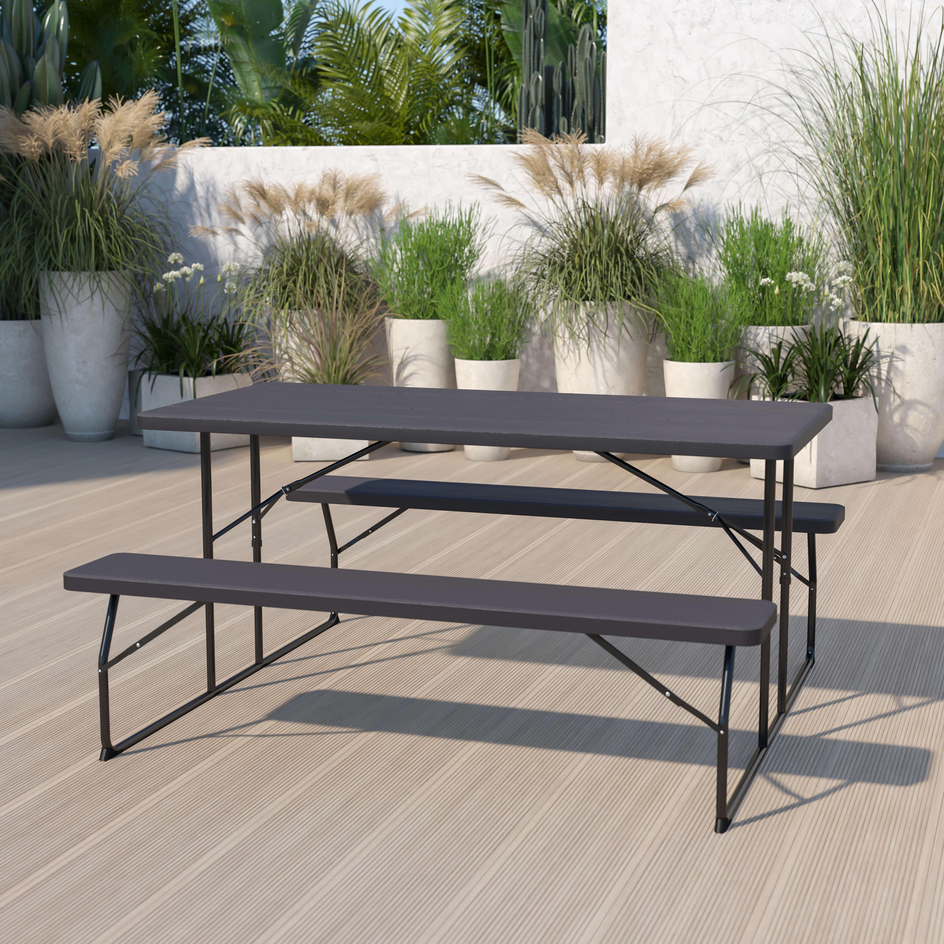 Wood folding bench picnic table clearance