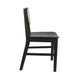 Black |#| 2 Pack Commercial Cane Rattan Event Chairs - Wood Backs and Seats-Natural/Black