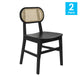 Black |#| 2 Pack Commercial Cane Rattan Event Chairs - Wood Backs and Seats-Natural/Black