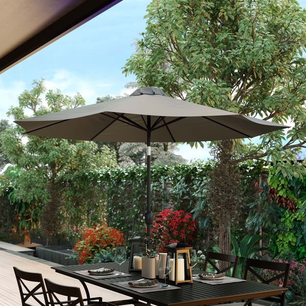 9 foot round patio umbrella Flash Furniture Gray 9 ft Round Umbrella - 1.5" Diameter Aluminum Pole