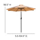 Tan |#| 30inch x 48inch Faux Teak Patio Table, 4 Chairs and Tan 9FT Patio Umbrella with Base