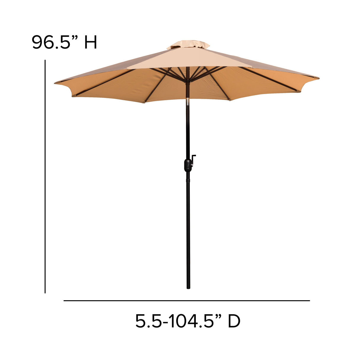 Tan |#| 30inch x 48inch Faux Teak Patio Table, 4 Chairs and Tan 9FT Patio Umbrella with Base