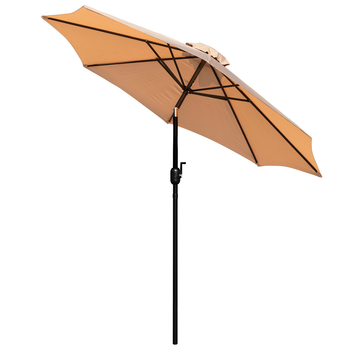 Tan |#| 30inch x 48inch Faux Teak Patio Table, 4 Chairs and Tan 9FT Patio Umbrella with Base