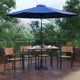 Navy |#| 30inch x 48inch Faux Teak Patio Table, 4 Chairs and Navy 9FT Patio Umbrella with Base