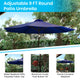 Navy |#| 30inch x 48inch Faux Teak Patio Table, 4 Chairs and Navy 9FT Patio Umbrella with Base