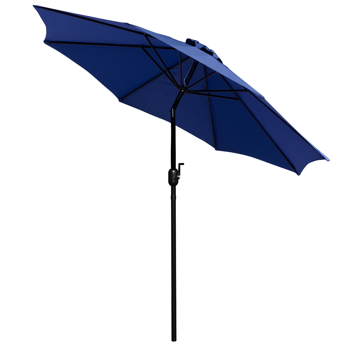 Navy |#| 30inch x 48inch Faux Teak Patio Table, 4 Chairs and Navy 9FT Patio Umbrella with Base