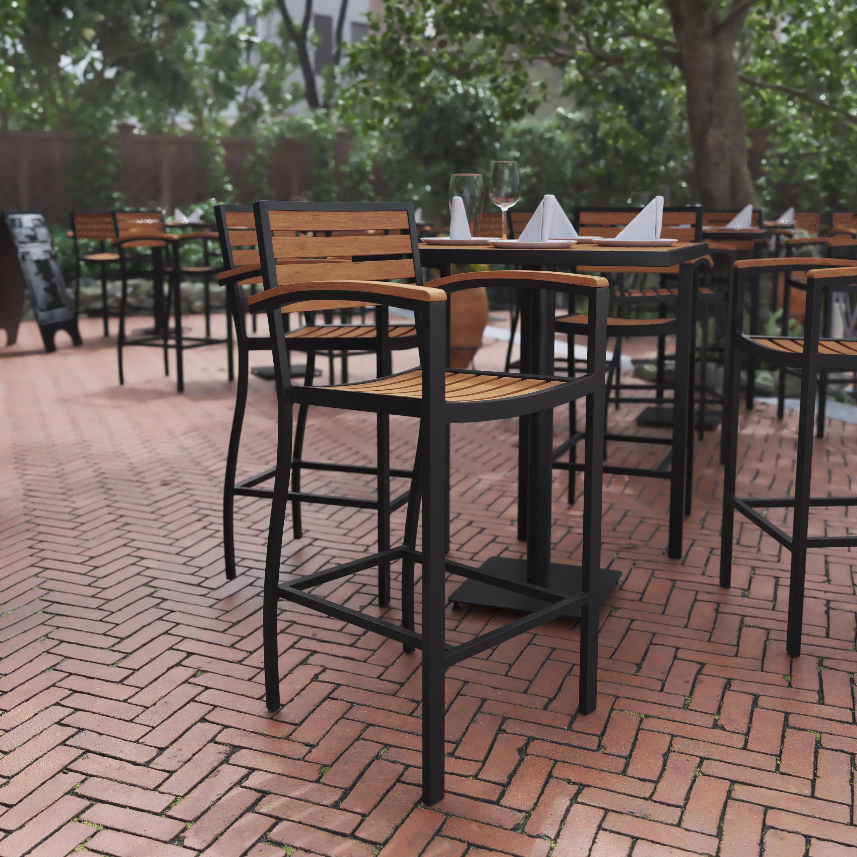 Patio Bar Stool with Arms XU DG HW6036B ARM CTC Event Furniture