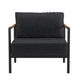 Charcoal |#| Black Aluminum Frame Patio Chair with Teak Arm Accents and Charcoal Cushions