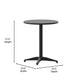 Black |#| Modern 23.5inch Round Glass Framed Glass Table with 2 Black Slat Back Chairs