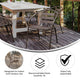Bronze |#| Modern 23.5" Square Glass Framed Glass Table with 2 Bronze Slat Back Chairs