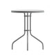 Silver |#| Modern 23.75inch Round Glass Framed Glass Table with 2 Silver Slat Back Chairs