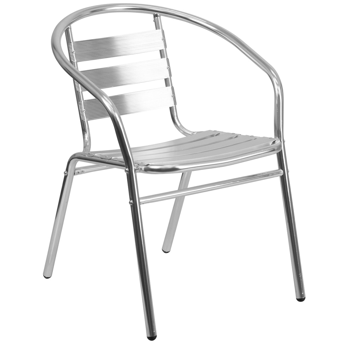 27.5inch Round Aluminum Indoor-Outdoor Table Set with 4 Slat Back Chairs