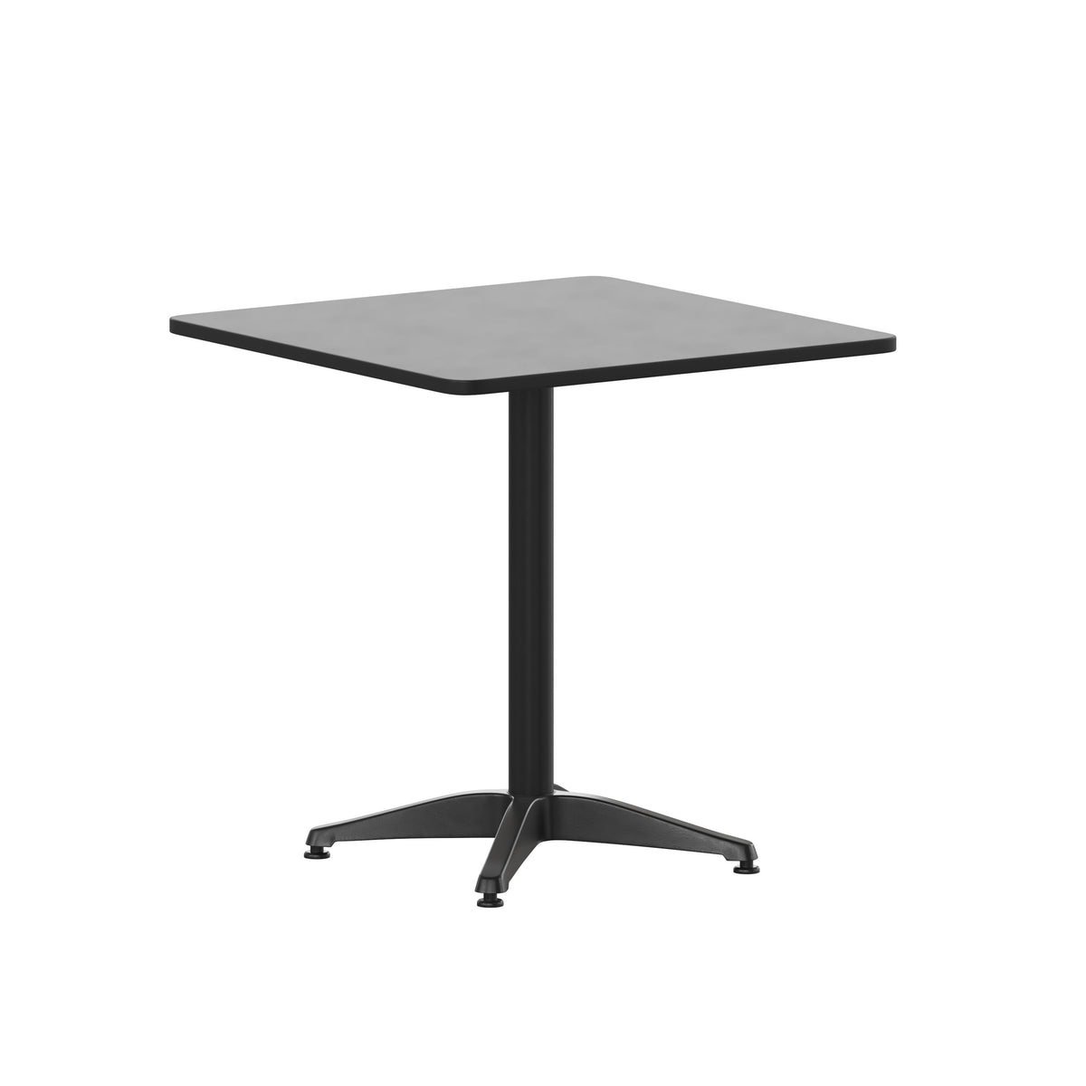 Black |#| Modern 27.5inch Square Glass Framed Glass Table with 2 Black Slat Back Chairs