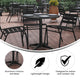 Black |#| Modern 31.5inch Round Glass Framed Glass Table with 4 Black Slat Back Chairs