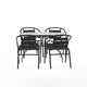 Commercial Patio Dining Set with Tempered Glass Top Table and 4 Chairs in Black