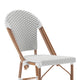 White & Gray/Natural Frame |#| All-Weather Commercial Paris 26" Stool with Bamboo Print Metal Frame-White/Gray
