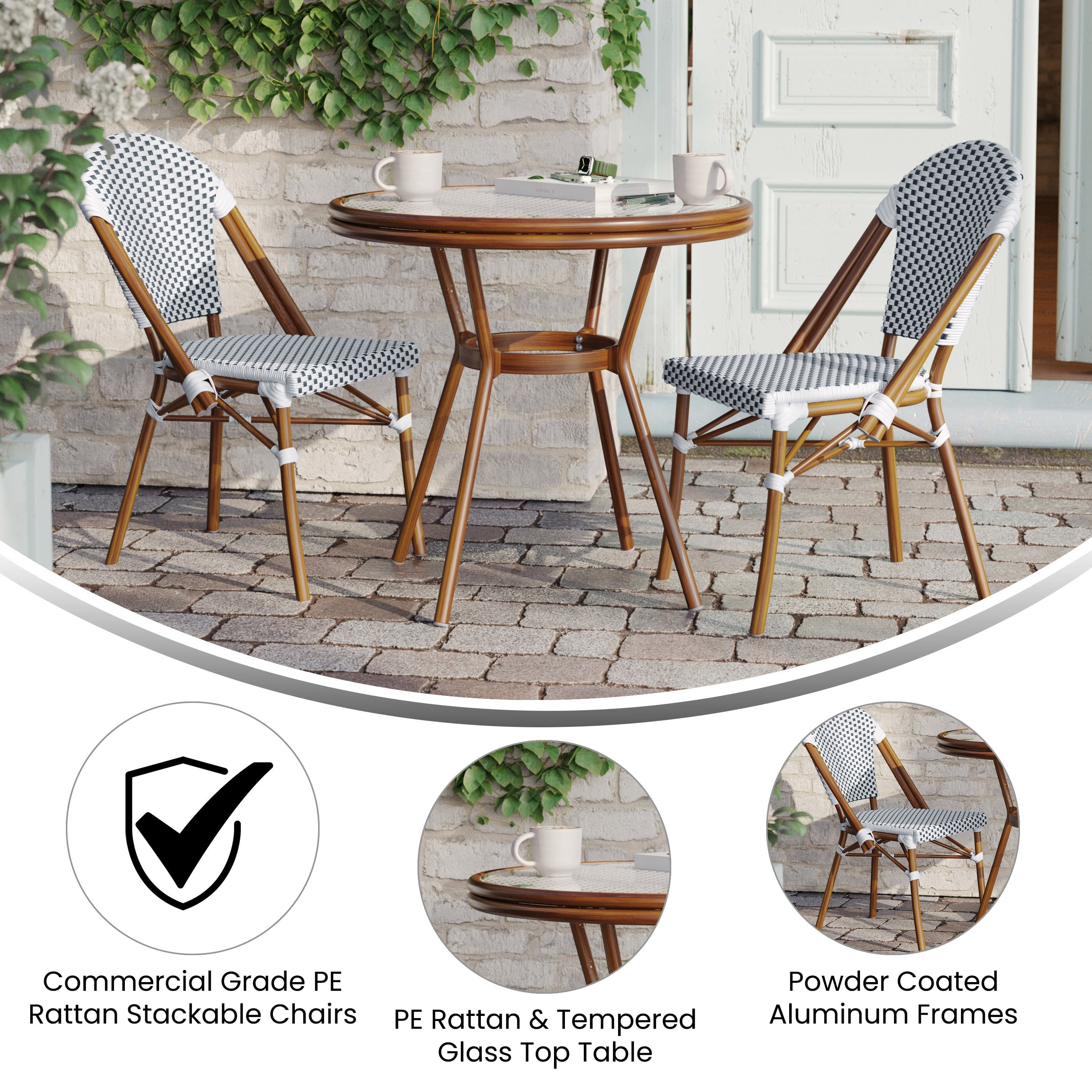 Cream rattan bistro set hotsell