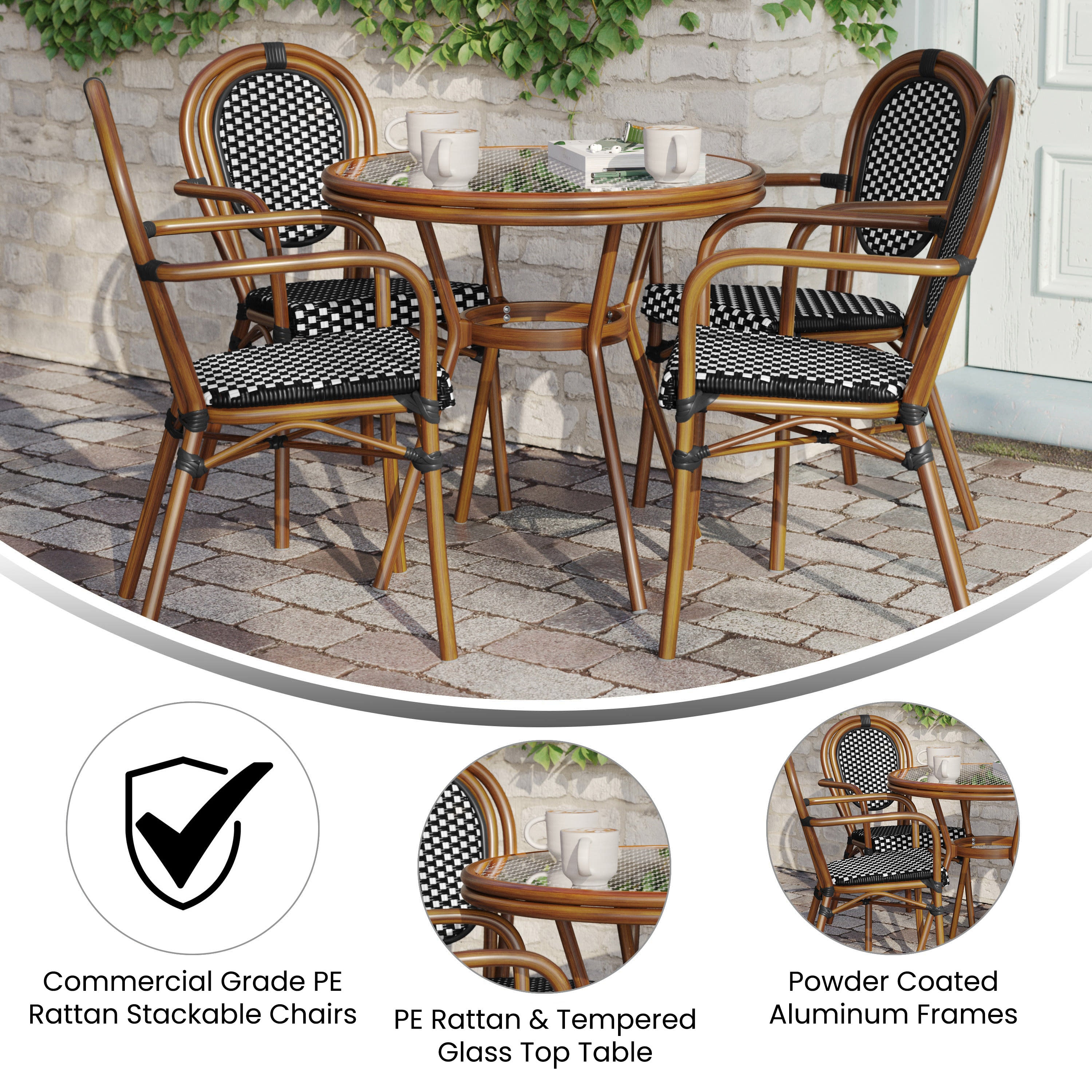 Dakota bistro set with led table hotsell