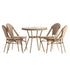 Lourdes Indoor/Outdoor Commercial French Bistro 31.5" Table, PE Rattan, Glass Top with 4 Stack Chairs