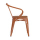 Orange/Teak |#| All-Weather Metal Stack Chair with Arms and Poly Resin Seat - Orange/Teak